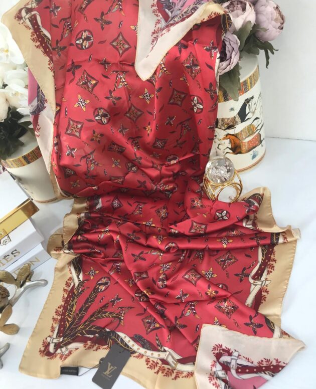 LV Desenli İthal Vual İpek- Bordo