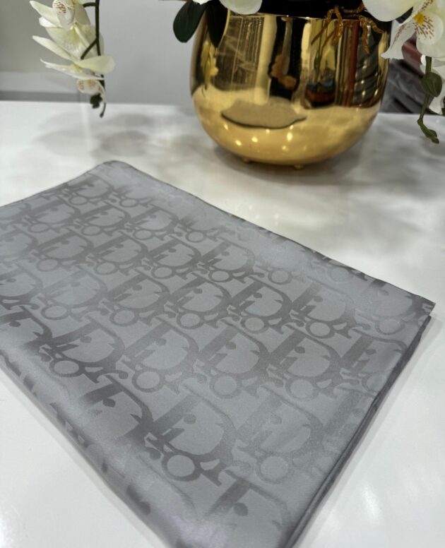 Dior Desen Pamuk İpeksi Jakar Şal 88731 - Füme