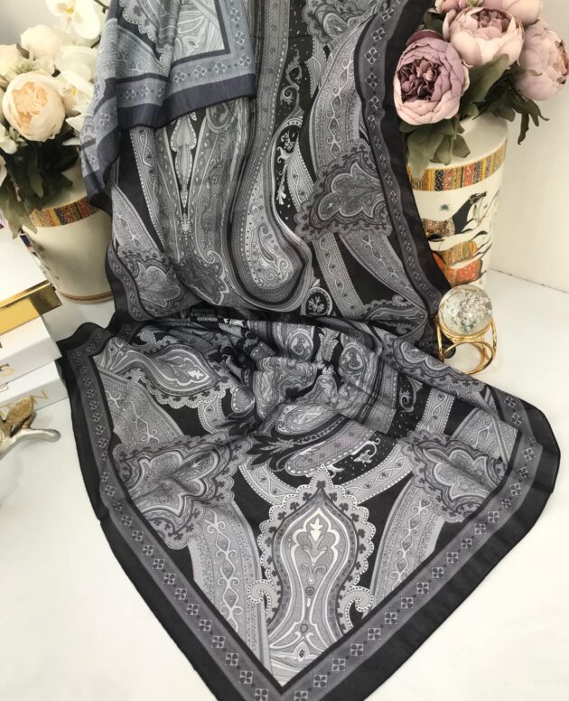 Etro Pamuk İpek Şal -987654 Siyah gri