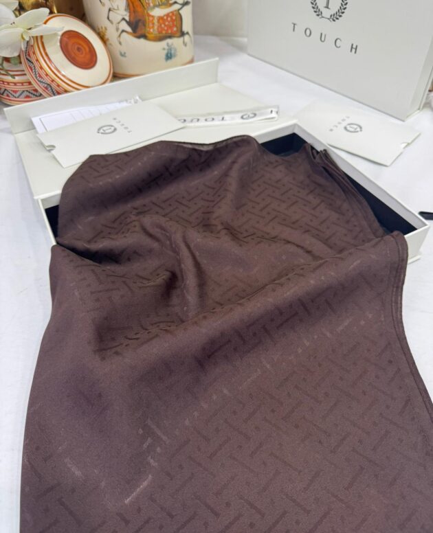 New Desen Pamuk Jakar İpek Şal - 19450 - mocha