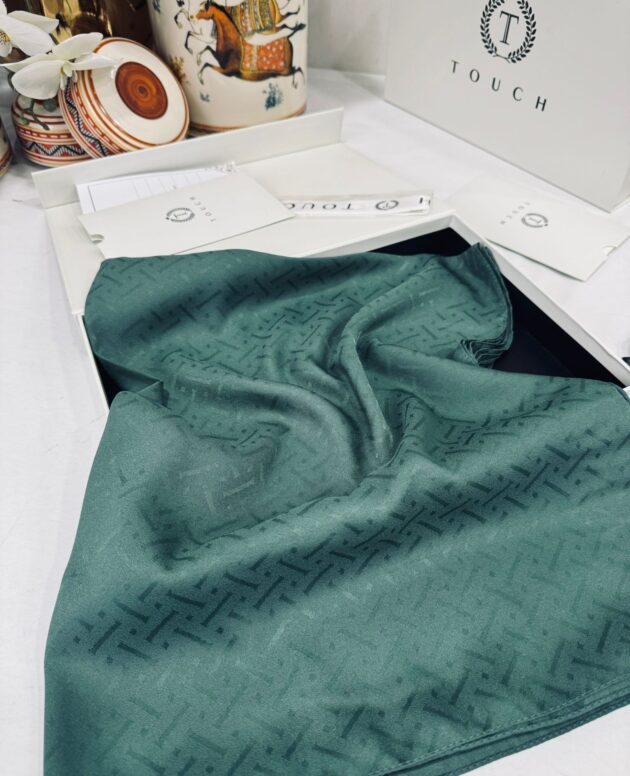 New Desen Pamuk Jakar İpek Şal - 19450 - Zümrüt