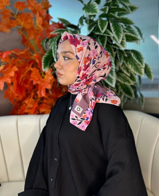 Bahar Desen Pamuk İpek Eşarp-13001-Pamuk Şeker