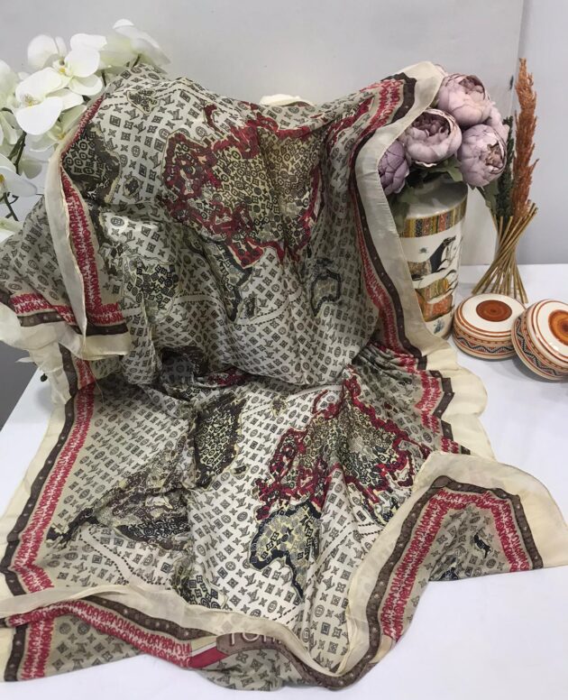 Cihan LV-desenli ithal vual ipek-19410-Camel