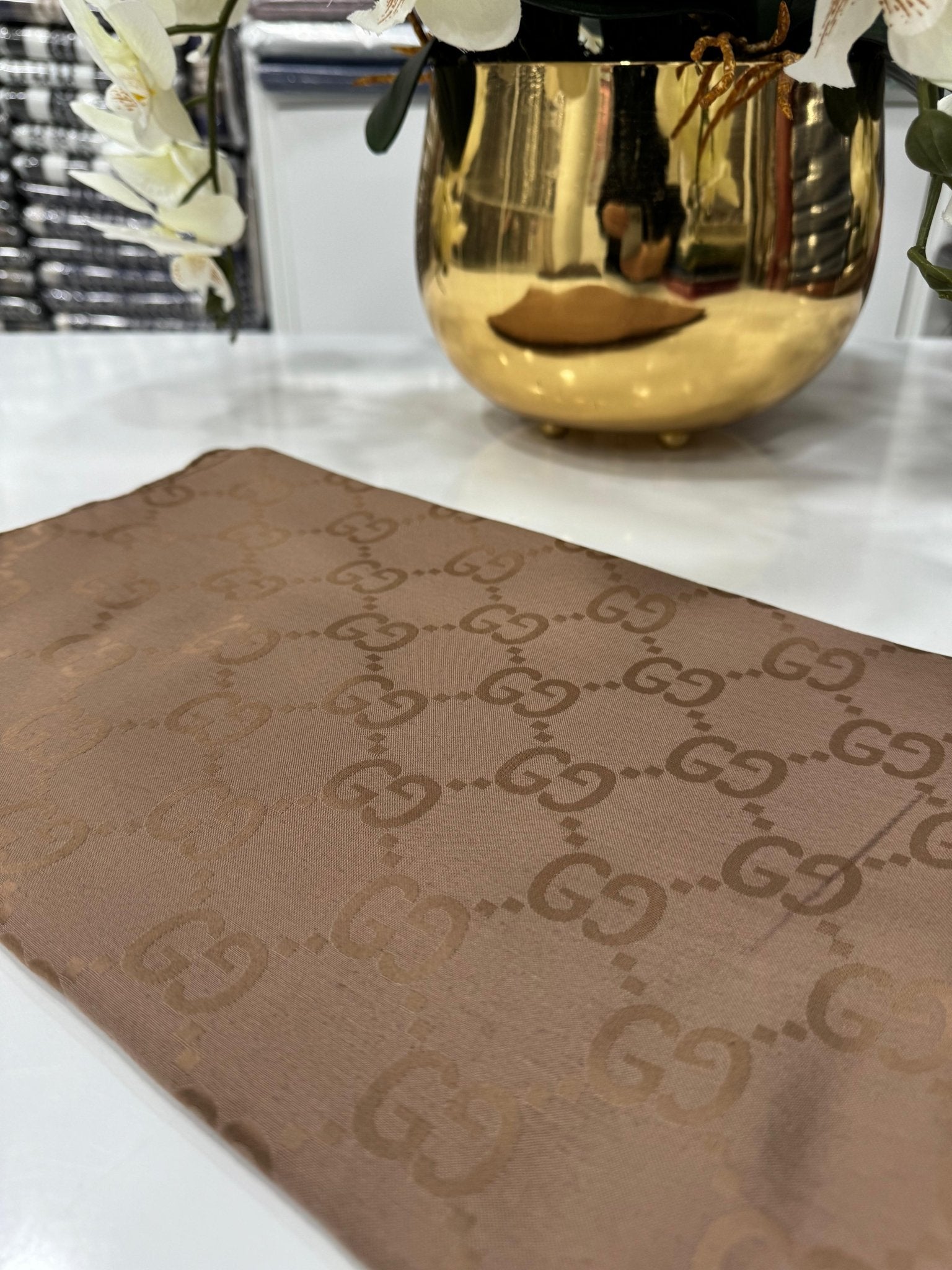 G Desen Pamuk İpeksi Jakar Şal - Çikolata