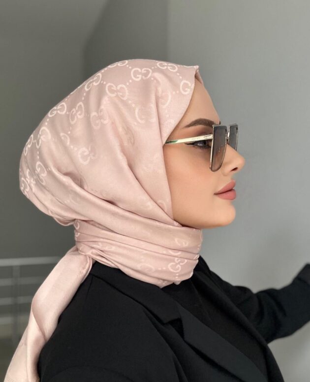 G Desenli İpek Kaşmir Çift Taraflı Şal 440344 - Pembe