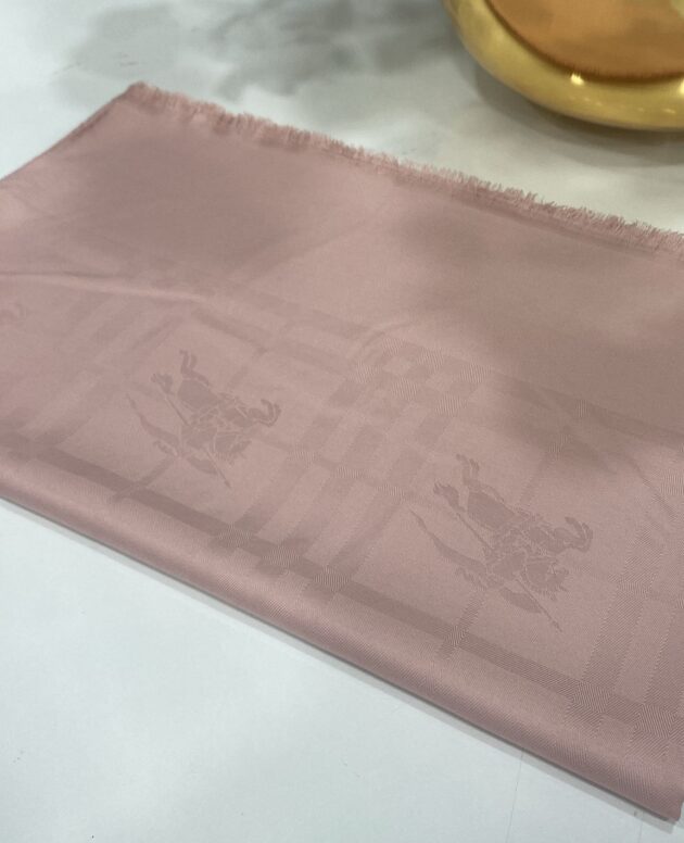 Hermes Desenli İpeksi Jakar Şal - Pamuk Şekeri