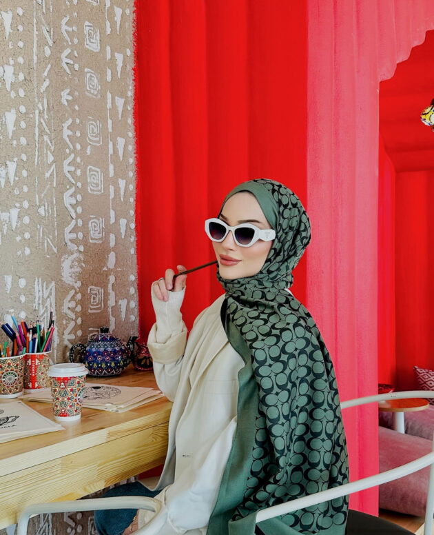 Coach Desen İpek Kaşmir Çift Taraflı Şal 39210 - Haki