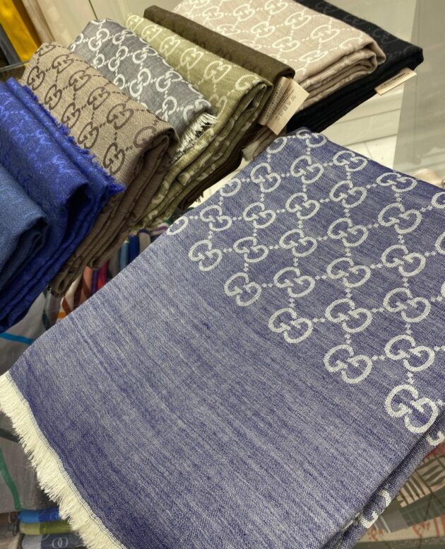 İTHAL A+++ Yün İpek Çift Taraflı Marka Şal 87452 - Kot Mavisi