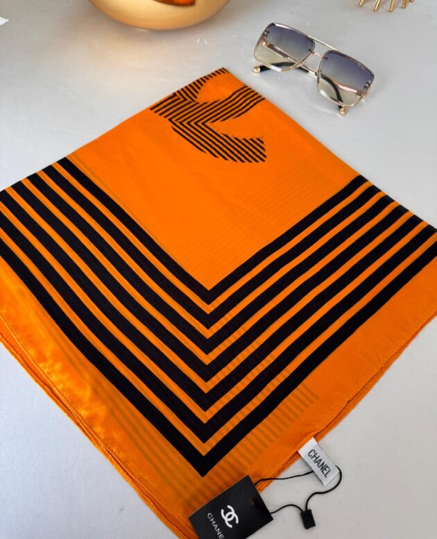 Chanel İthal Vual İpek Şal 014461 - Turuncu