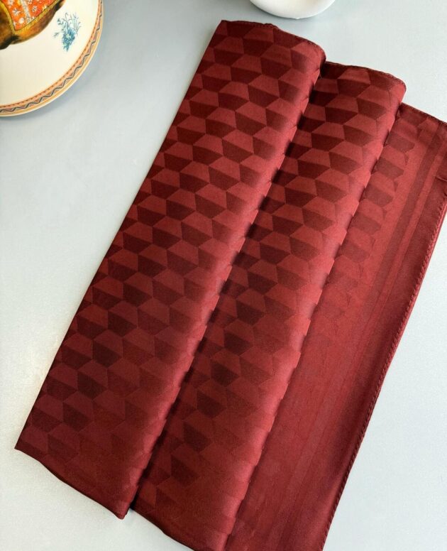 Qoza Desen İpeksi Jakar Şal - kızıl kahve