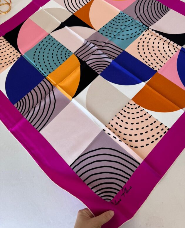 COLOR PLUS OVAL DESEN %100 İPEK 280398 - Fuşya