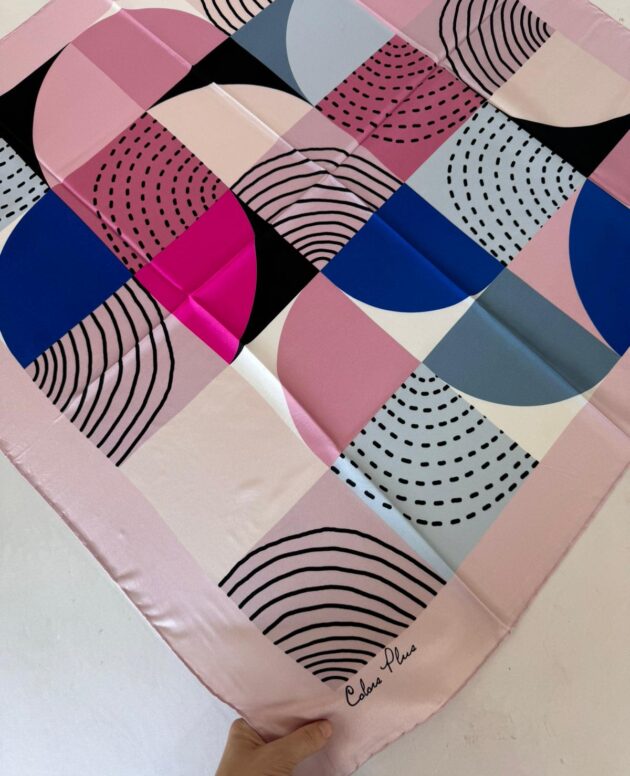 COLOR PLUS OVAL DESEN %100 İPEK 280398 - Pudra lacivert