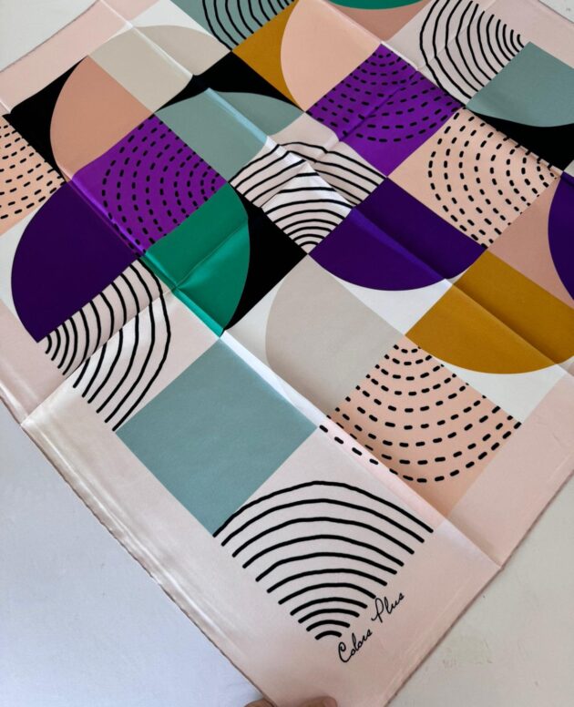 COLOR PLUS OVAL DESEN %100 İPEK 280398 - Ekru mor