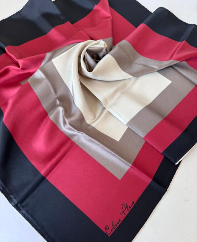 COLOR PLUS KARE DESEN %100 İPEK EŞARP 19011998 - Siyah