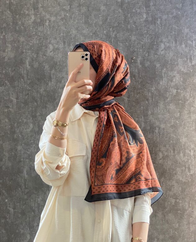 Etro Pamuk İpek Şal -987654 KİREMİT/SİYAH