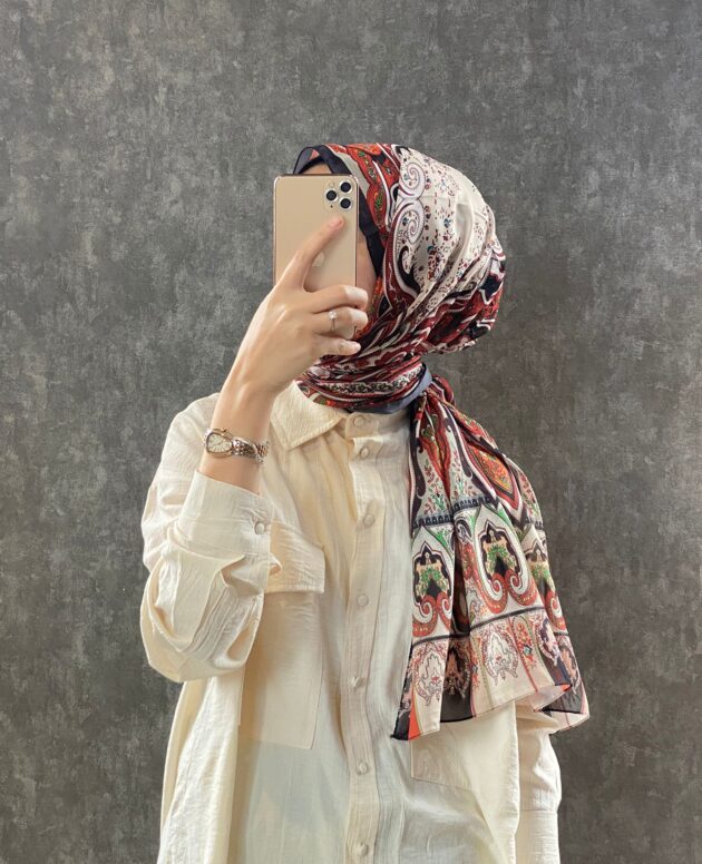 ETRO KAYMAYAN VUAL İPEK ŞAL 025025 - turuncu/kahve