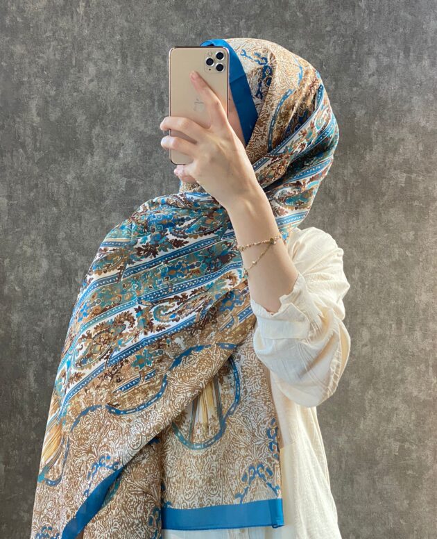 ETRO VUAL İPEK ŞAL 36987 -açık indigo/altın