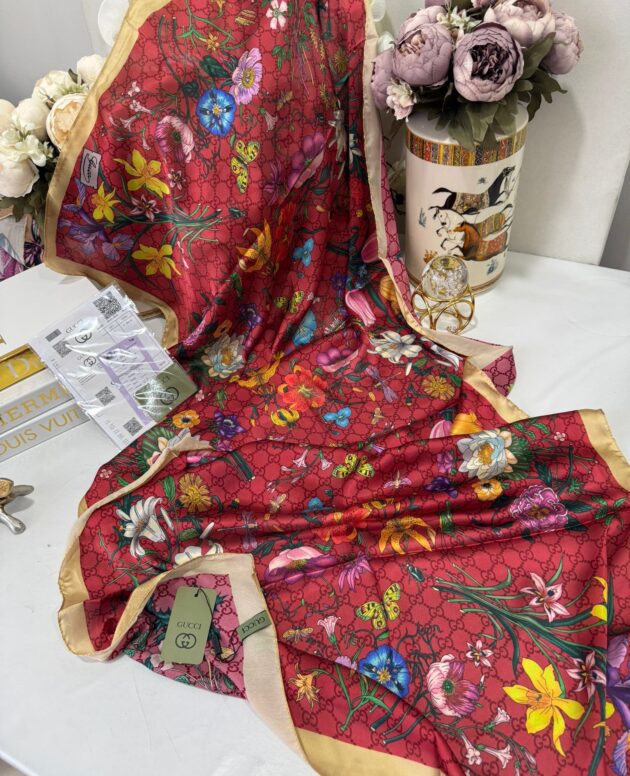 İtal Çiftaraflı vual ipek 23561 - açık sarı/ kırmızı